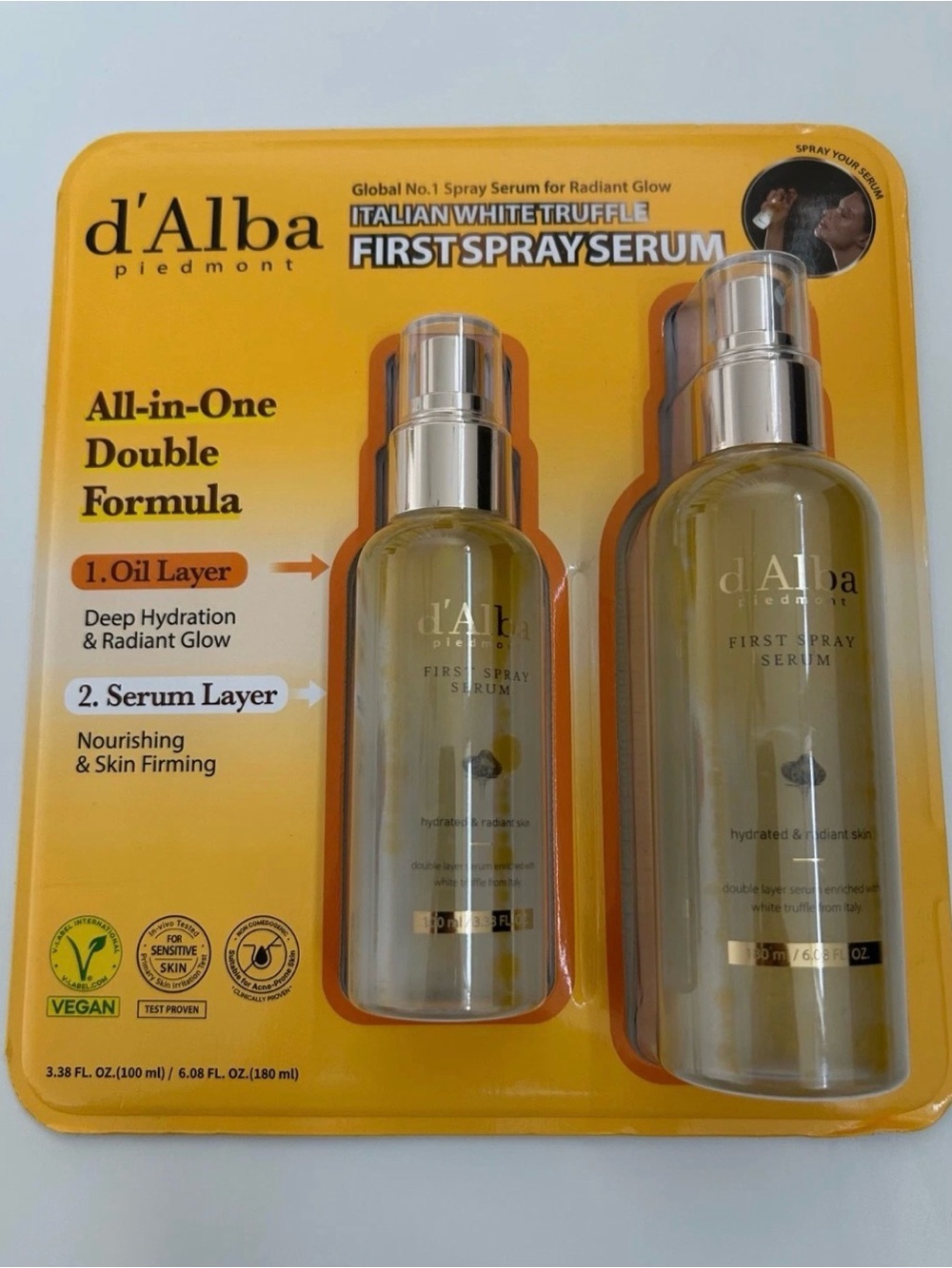 d'Alba Piedmont Italian White Truffle First Spray Serum 100 ml + 180 ml - NEW